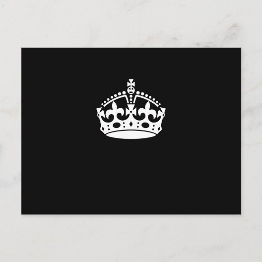 White Keep Calm Crown on Black Briefkaart (Voorkant)