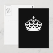 White Keep Calm Crown on Black Briefkaart (Voorkant / Achterkant)