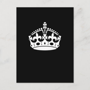 White Keep Calm Crown on Black Briefkaart