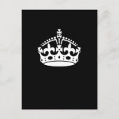 White Keep Calm Crown on Black Briefkaart (Voorkant)