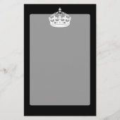 White Keep Calm Crown on Black Briefpapier (Voorkant)