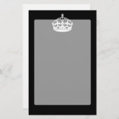 White Keep Calm Crown on Black Briefpapier (Voorkant / Achterkant)