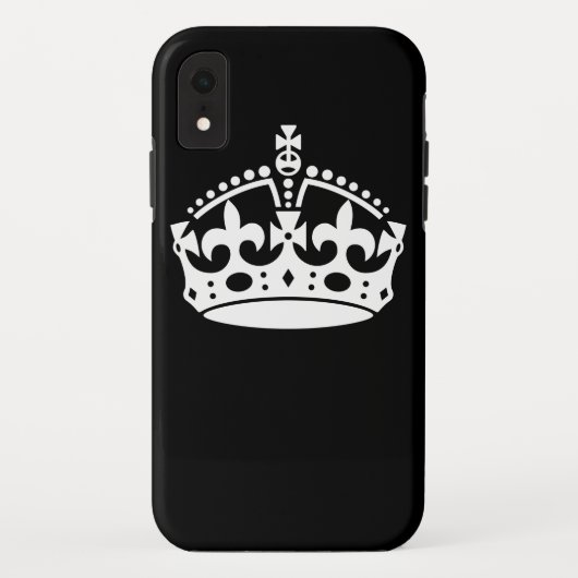 White Keep Calm Crown on Black Case-Mate iPhone Case (Achterkant)