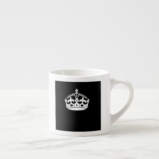 White Keep Calm Crown on Black Espresso Kop (Rechts)