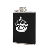 White Keep Calm Crown on Black Heupfles (Links)