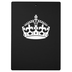 White Keep Calm Crown on Black Klembord
