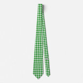 White Kelly Green Pied de Poule Houndstooth Stropdas (Voorkant)
