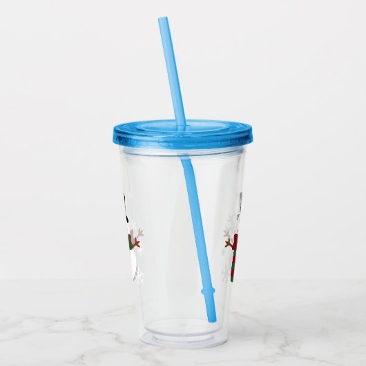 White kerst Snowman Acryl Drinkbeker (Links)