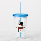 White kerst Snowman Acryl Drinkbeker (Voorkant)