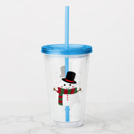 White kerst Snowman Acryl Drinkbeker