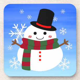 White kerst Snowman Bier Onderzetter
