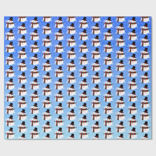 White kerst Snowman Cadeaupapier (Vlak)