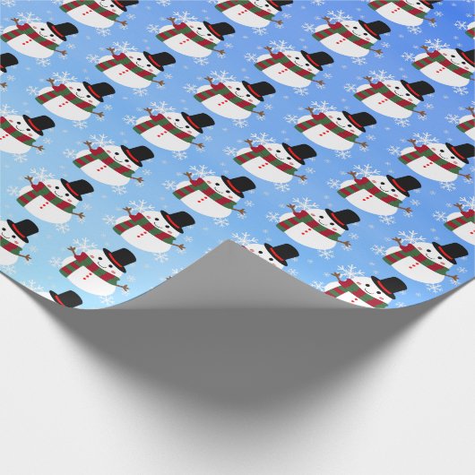 White kerst Snowman Cadeaupapier (Hoek)