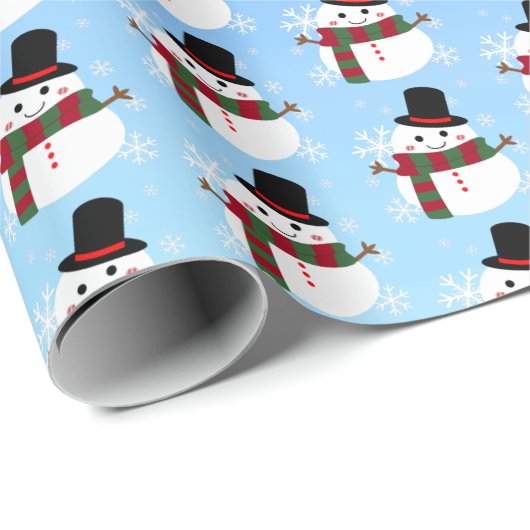 White kerst Snowman Cadeaupapier (Rol Hoek)