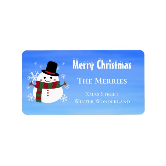 White kerst Snowman Etiket (Voorkant)