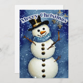 White kerst Snowman Feestdagenkaart (Voorkant / Achterkant)