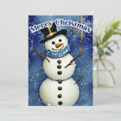 White kerst Snowman Feestdagenkaart (Staand voorkant)