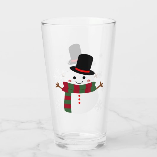 White kerst Snowman Glas (Achterkant)