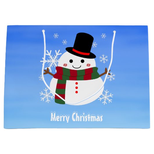 White kerst Snowman Groot Cadeauzakje (Voorkant)
