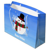 White kerst Snowman Groot Cadeauzakje (Achterkant Gekanteld)
