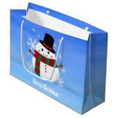 White kerst Snowman Groot Cadeauzakje (Voorkant Gekanteld)