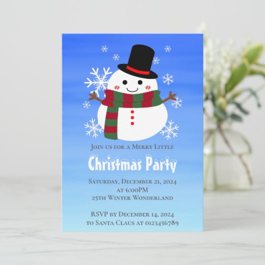 White kerst Snowman Kaart (Staand voorkant)