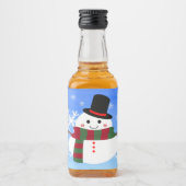 White kerst Snowman Likeurfles Etiket (Voorkant)
