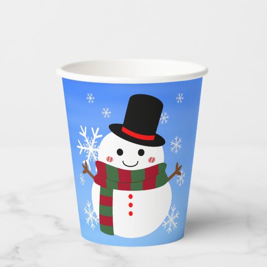 White kerst Snowman Papieren Bekers (Voorkant)