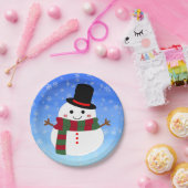 White kerst Snowman Papieren Bordje (Feest)