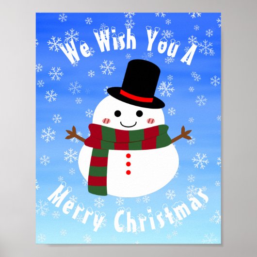 White kerst Snowman Poster (Voorkant)