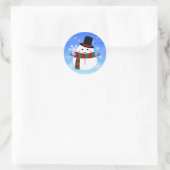 White kerst Snowman Ronde Sticker (Tas)