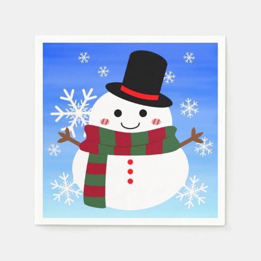 White kerst Snowman Servet (Voorkant)