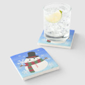 White kerst Snowman Stenen Onderzetter (Zijkant)