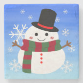 White kerst Snowman Stenen Onderzetter (Voorkant)