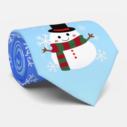 White kerst Snowman Stropdas (Opgerold)
