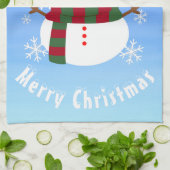 White kerst Snowman Theedoek (Gevouwen)