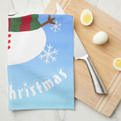 White kerst Snowman Theedoek (Quarter Fold)