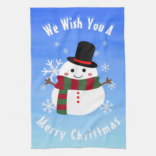 White kerst Snowman Theedoek (Verticaal)