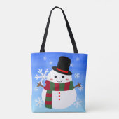 White kerst Snowman Tote Bag (Achterkant)