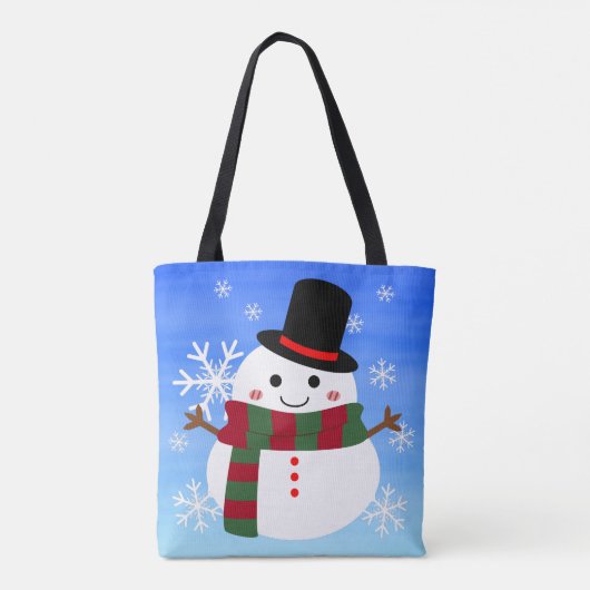 White kerst Snowman Tote Bag (Achterkant)