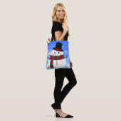 White kerst Snowman Tote Bag (Op model)
