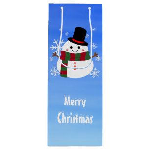 White kerst Snowman Wijn Cadeautas