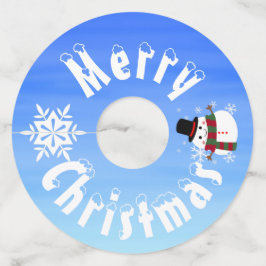 White kerst Snowman Wijnglaslabel