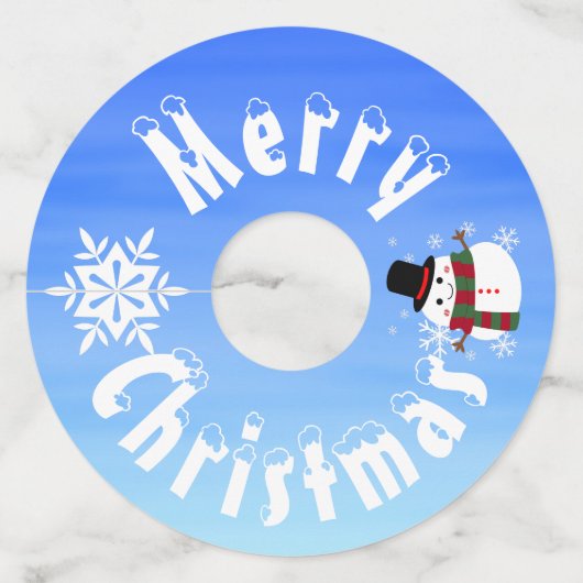 White kerst Snowman Wijnglaslabel (Voorkant)