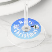 White kerst Snowman Wijnglaslabel (Dichtbij)