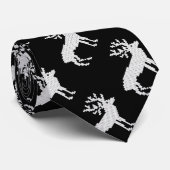 White Kerstdeer patroon Stropdas (Opgerold)
