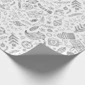 White Kerstdoodles Cadeaupapier (Hoek)