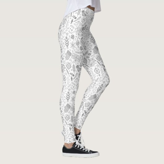 White Kerstdoodles Leggings (Rechts)