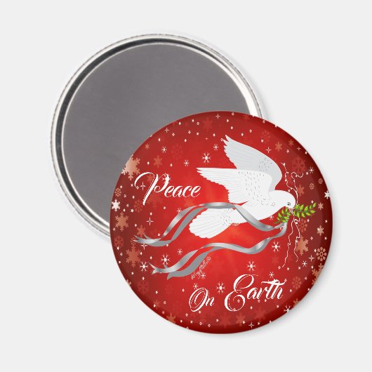 White Kerstdove Magnet (Voorkant / Achterkant)