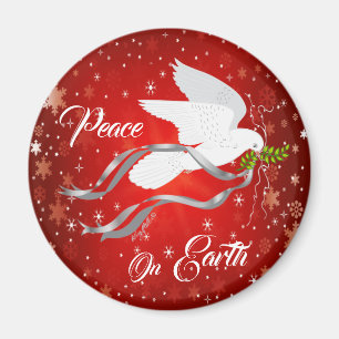 White Kerstdove Magnet